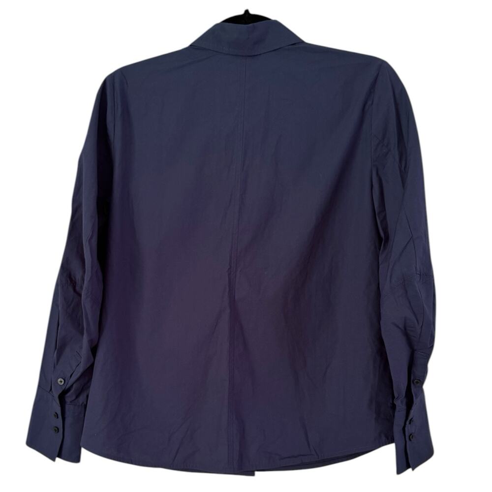 NWT Everlane Lightweight Cotton Barrel Shirt Navy Peony Women’s Size 0 Button Up - Picture 2 of 6